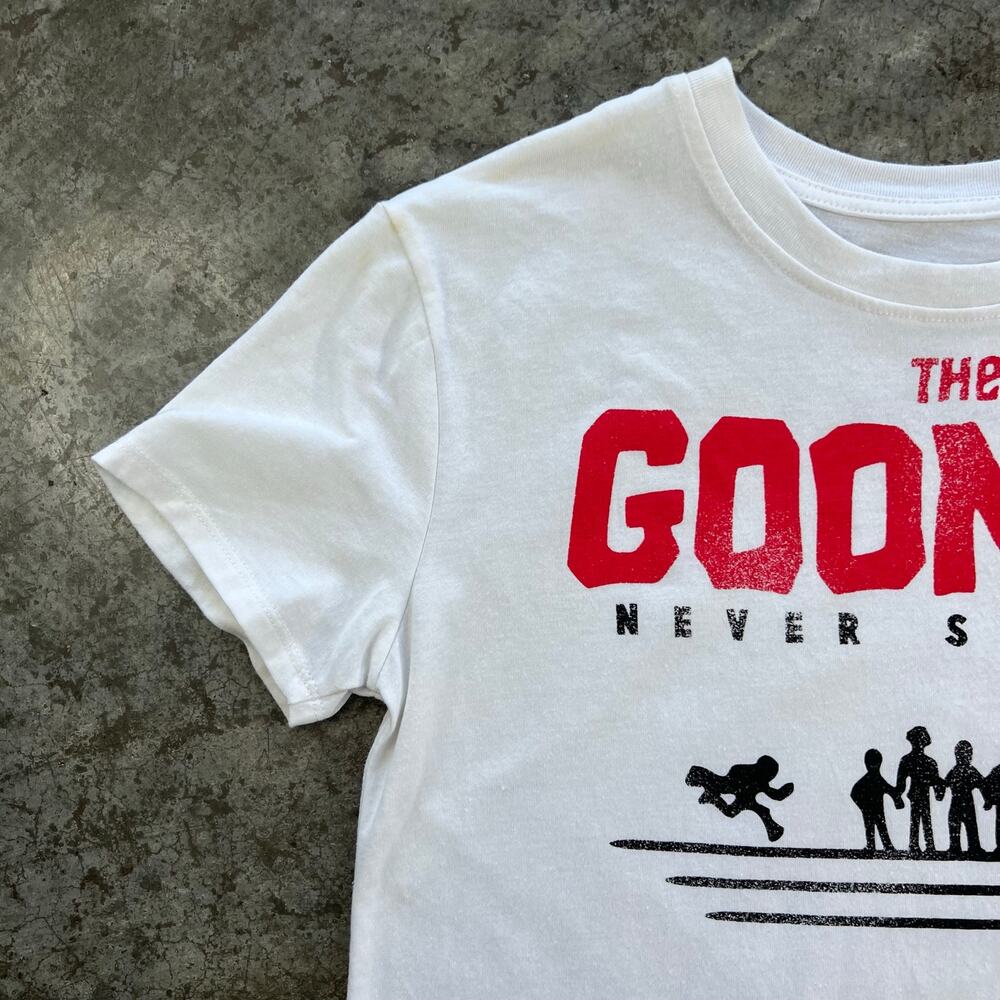 The Goonies Never Say Die Graphic Tee White Red 80s Movie XS